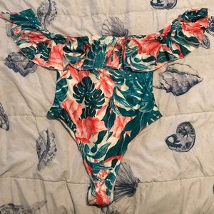 Floral off the shoulder bathing suit